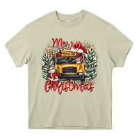 Merry Christmas School Bus Heavy Core Tee | Teevron