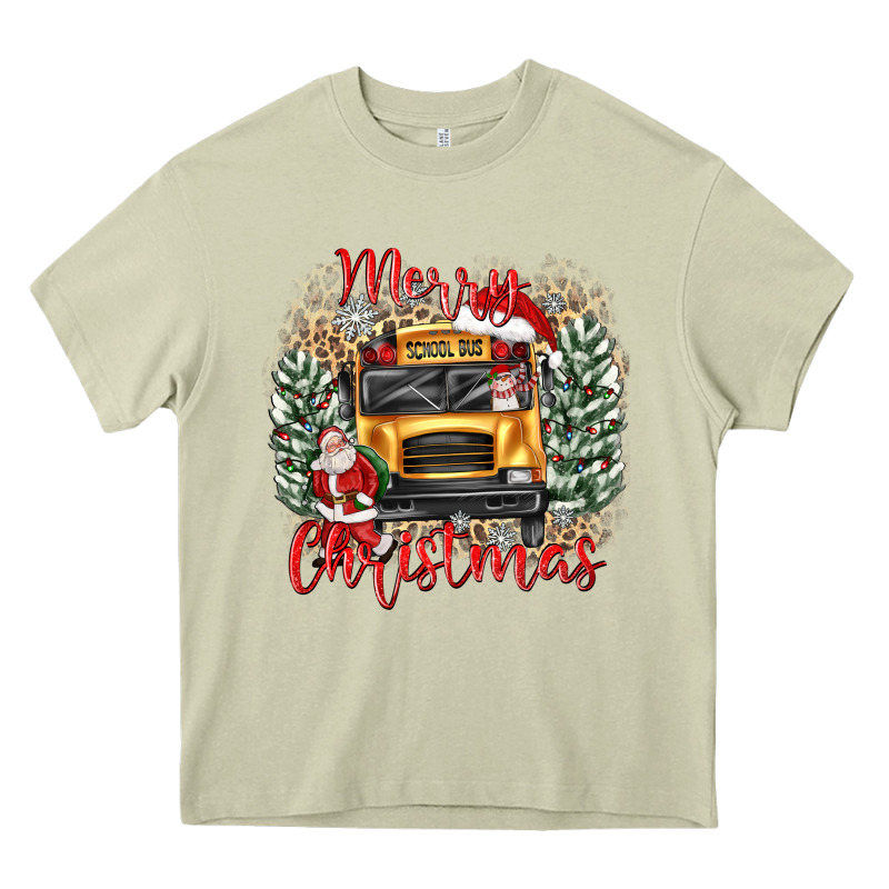 Merry Christmas School Bus Heavy Core Tee by texasbilliewilder | Teevron