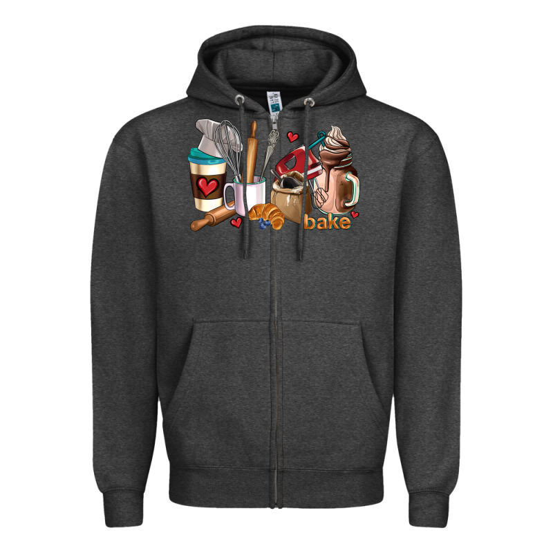 Bakery Coffee Cups Zipper Hoodie by AdoDesignShop | Teevron