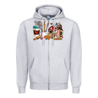 Heather Grey bakery coffee cups Zipper Hoodie - AdoDesignShop