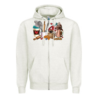 Oatmeal Heather bakery coffee cups Zipper Hoodie - AdoDesignShop
