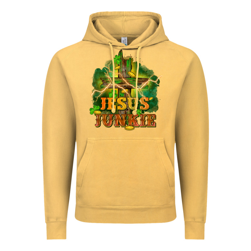 Jesus Junkie St. Patricks Day Vintage Hoodie by FaDigitalArtStudio | Teevron