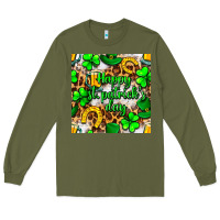 Army Green Happy St. Patrick's Day pattern digital paper Long Sleeve Tee - BundleAndBundleShop