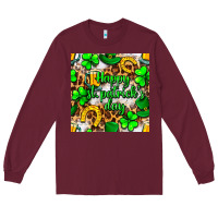 Burgundy Happy St. Patrick's Day pattern digital paper Long Sleeve Tee - BundleAndBundleShop