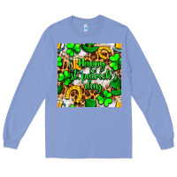 Colony Blue Happy St. Patrick's Day pattern digital paper Long Sleeve Tee - BundleAndBundleShop