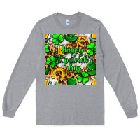 Heather Grey Happy St. Patrick's Day pattern digital paper Long Sleeve Tee - BundleAndBundleShop