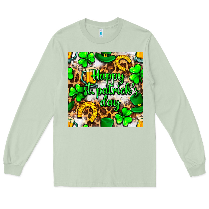 Happy St. Patrick's Day Pattern Digital Paper Long Sleeve Tee by BundleAndBundleShop | Teevron