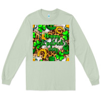 Matcha Happy St. Patrick's Day pattern digital paper Long Sleeve Tee - BundleAndBundleShop