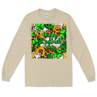 Mushroom Happy St. Patrick's Day pattern digital paper Long Sleeve Tee - BundleAndBundleShop