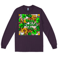 Plum Happy St. Patrick's Day pattern digital paper Long Sleeve Tee - BundleAndBundleShop