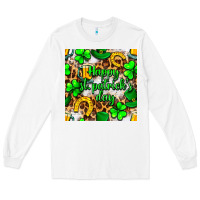 White Happy St. Patrick's Day pattern digital paper Long Sleeve Tee - BundleAndBundleShop