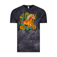 Cloud Black western horse cactus sunflowers horseshoe Vintage Tee - OliviaCreatesArt
