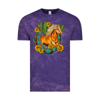 Cloud Purple western horse cactus sunflowers horseshoe Vintage Tee - OliviaCreatesArt