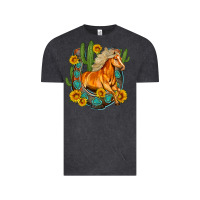 Vintage Black western horse cactus sunflowers horseshoe Vintage Tee - OliviaCreatesArt