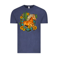 Vintage Denim western horse cactus sunflowers horseshoe Vintage Tee - OliviaCreatesArt