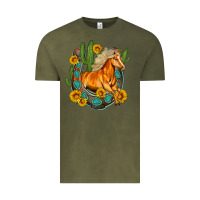 Vintage Olive western horse cactus sunflowers horseshoe Vintage Tee - OliviaCreatesArt
