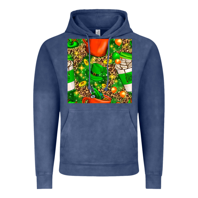 Coffee Cups St. Patrick's Day With Leopard Seamless Pattern Bbs Vintage Hoodie by BundleAndBundleShop | Teevron