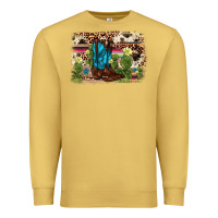 Antique Gold cactus boot background Premium Sweatshirt - AdoDesignShop