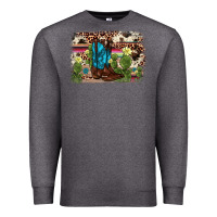 Charcoal Heather cactus boot background Premium Sweatshirt - AdoDesignShop