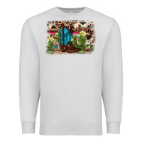 Dove Grey cactus boot background Premium Sweatshirt - AdoDesignShop