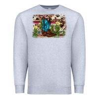 Heather Grey cactus boot background Premium Sweatshirt - AdoDesignShop