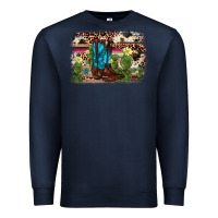 Navy cactus boot background Premium Sweatshirt - AdoDesignShop