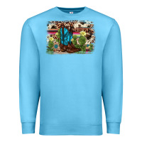 Ocean Blue cactus boot background Premium Sweatshirt - AdoDesignShop