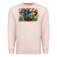 Pale Pink cactus boot background Premium Sweatshirt - AdoDesignShop