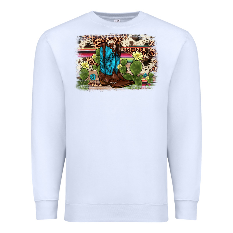 Cactus Boot Background Premium Sweatshirt by AdoDesignShop | Teevron
