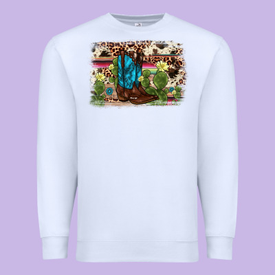 Cactus Boot Background Premium Sweatshirt Designed By Adodesignshop