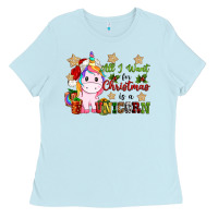 Baby Blue all i want for christmas is a unicorn Ladies Tee - CowGirlArtShop