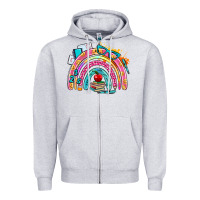 Heather Grey school rainbow Zipper Hoodie - AdoDesignShop