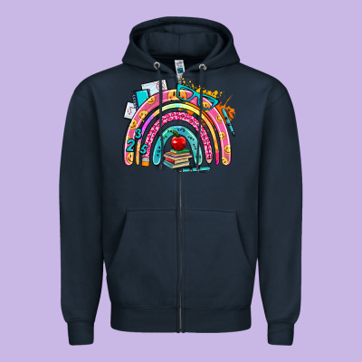 School Rainbow Zipper Hoodie Designed By Adodesignshop
