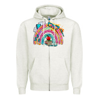 Oatmeal Heather school rainbow Zipper Hoodie - AdoDesignShop