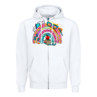 White school rainbow Zipper Hoodie - AdoDesignShop