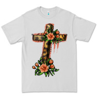 Dove Grey Flower Cross Premium Tee - Jasminsmagicworld