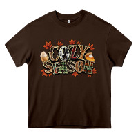 Chocolate Brown Cozy season Fall Heavy Core Tee - NancyCooperArtShop