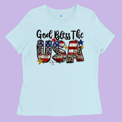 God Bless The Usa Ladies Tee Designed By Cowgirlartshop