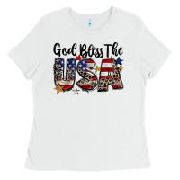White god bless the usa Ladies Tee - CowGirlArtShop