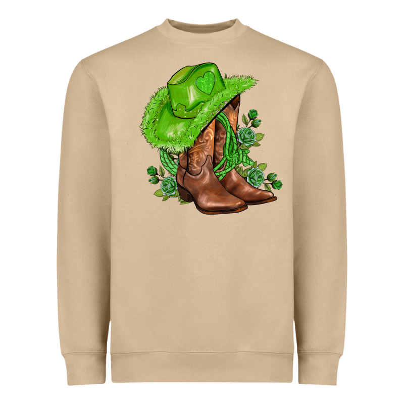 Green  Cowgirl And Roses Heavyweight Sweatshirt by AdoDesignShop | Teevron