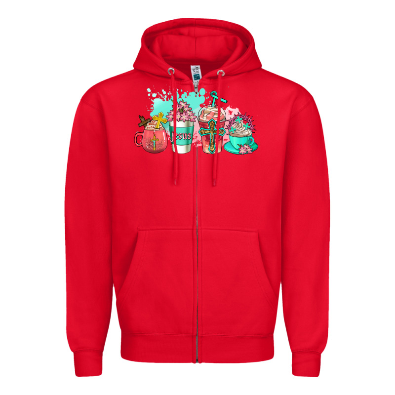 Religious Coffee Cups Zipper Hoodie by AdoDesignShop | Teevron