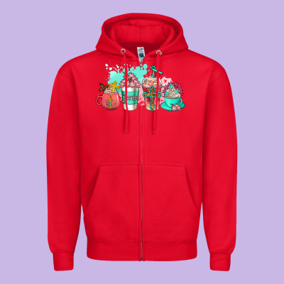 Religious Coffee Cups Zipper Hoodie Designed By Adodesignshop
