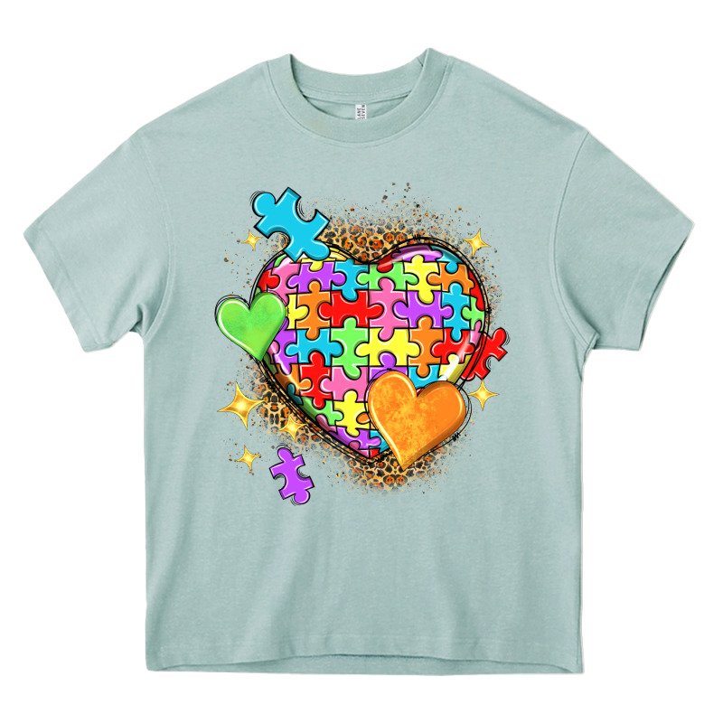 Autism Hearts Heavy Core Tee by NancyCooperArtShop | Teevron