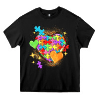 Black Autism hearts Heavy Core Tee - NancyCooperArtShop