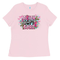 Bubblegum Pink Faith hope cure Cancer Awareness Ladies Tee - HowdyJamesFarm