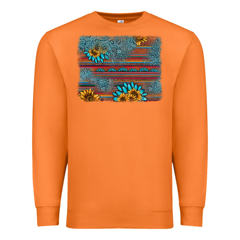Sunflower Gemstone Serape Background Premium Sweatshirt by AdoDesignShop | Teevron
