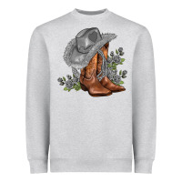 Heather Grey gray cowgirl and roses Heavyweight Sweatshirt - AdoDesignShop