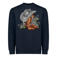 Navy gray cowgirl and roses Heavyweight Sweatshirt - AdoDesignShop