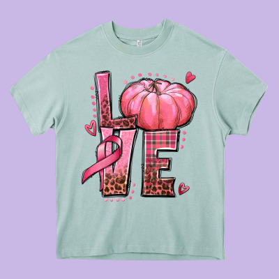Love Cancer Pumpkin Heavy Core Tee Designed By Texasbilliewilder