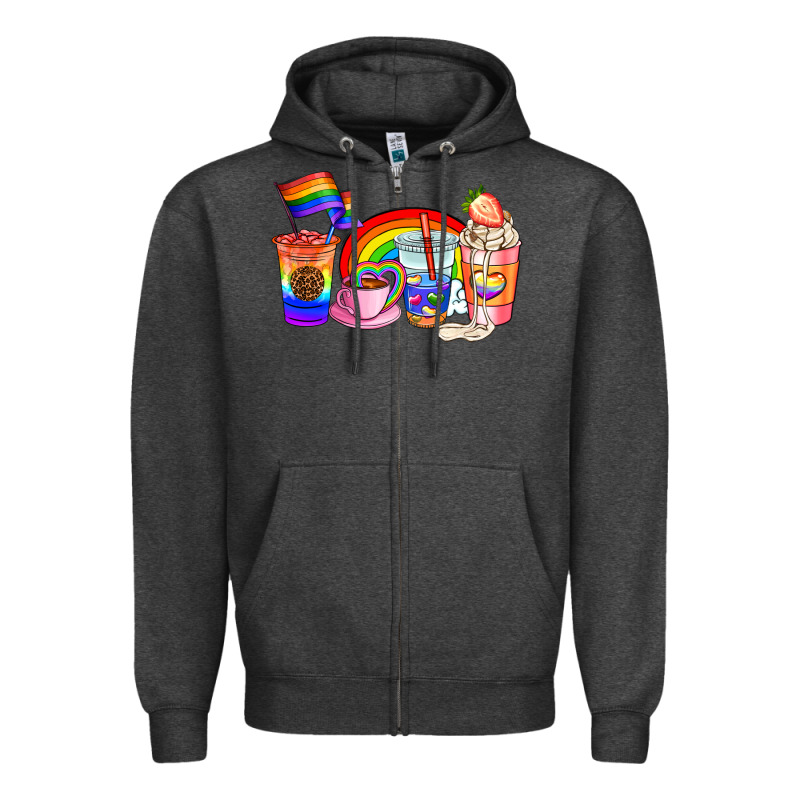 Pride Coffee Cups Zipper Hoodie by AdoDesignShop | Teevron